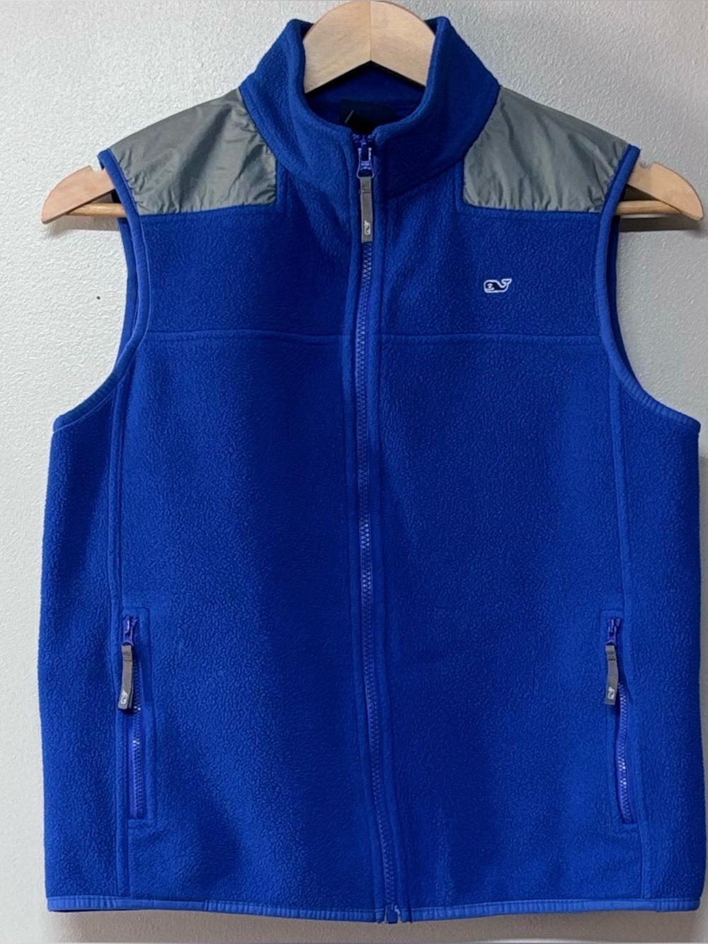 Vineyard Vines Boys Fleece Vest Blue Gray Full Zip Youth L 16